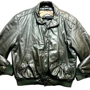 VINTAGE Members Only Jacket Mens 42L Gray Motorcycle Bomber Leather